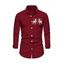Men's Christmas Shirt Elk Snowflake Christmas Tree Print Button Up Long Sleeve Shirt - Rouge Vineux 5XL