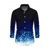 Men's Christmas Shirt Ombre Galaxy Snowflake Print Button Up Long Sleeve Shirt - Noir M