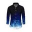 Men's Christmas Shirt Ombre Galaxy Snowflake Print Button Up Long Sleeve Shirt - Noir M