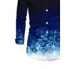 Men's Christmas Shirt Ombre Galaxy Snowflake Print Button Up Long Sleeve Shirt - Noir M
