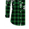 Men's Christmas Shirt Colorblock Plaid Snowflake Print Button Up Long Sleeve Shirt - Vert profond 5XL