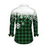 Men's Christmas Shirt Colorblock Plaid Snowflake Print Button Up Long Sleeve Shirt - Vert profond 5XL
