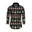 Men's Christmas Shirt Fair Isle Jacquard Christmas Tree Snowflake Print Button Up Long Sleeve Shirt - Noir S