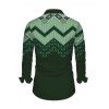 Men's Ethnic Christmas Shirt Vintage Nordic Fair Isle Jacquard Zig Zag Print Button Up Long Sleeve Shirt - Vert profond 5XL