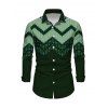 Men's Ethnic Christmas Shirt Vintage Nordic Fair Isle Jacquard Zig Zag Print Button Up Long Sleeve Shirt - Vert profond 5XL