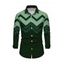 Men's Ethnic Christmas Shirt Vintage Nordic Fair Isle Jacquard Zig Zag Print Button Up Long Sleeve Shirt - Vert profond 5XL