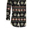 Men's Christmas Shirt Fair Isle Jacquard Christmas Tree Snowflake Print Button Up Long Sleeve Shirt - Noir S