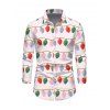 Men's Christmas Shirt String Lights Print Button Up Long Sleeve Shirt - Rose 5XL