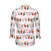 Men's Christmas Shirt String Lights Print Button Up Long Sleeve Shirt - Rose 5XL