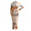 Vacation Shirt Dress Tie Dye Print Turn Down Collar Ruched Bodycon Dress - multicolor M | US 6