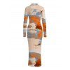 Vacation Shirt Dress Tie Dye Print Turn Down Collar Ruched Bodycon Dress - multicolor M | US 6
