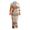 Vacation Shirt Dress Tie Dye Print Turn Down Collar Ruched Bodycon Dress - multicolor M | US 6