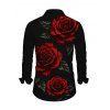 Men's Vacation Shirt Rose Floral Leaf Print Button Up Long Sleeve Shirt - Noir 5XL