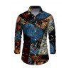 Men's Vacation Shirt Vintage Collage Poster Graphic Print Button Up Long Sleeve Shirt - multicolor 5XL