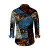 Men's Vacation Shirt Vintage Collage Poster Graphic Print Button Up Long Sleeve Shirt - multicolor 5XL