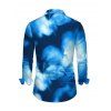 Men's Vacation Shirt Ombre Palm Leaf Print Button Up Long Sleeve Shirt - Bleu 5XL