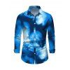 Men's Vacation Shirt Ombre Palm Leaf Print Button Up Long Sleeve Shirt - Bleu 5XL