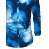 Men's Vacation Shirt Ombre Palm Leaf Print Button Up Long Sleeve Shirt - Bleu 5XL