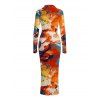 Vacation Shirt Dress Abstract Graffiti Print Turn Down Collar Ruched Bodycon Dress - multicolor S | US 4