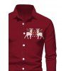 Christmas Couple Outfit Elk Snowflake Christmas Tree Print Bodycon Mini Sweater Dress and Long Sleeve Shirt Set - Rouge Vineux S | US 4