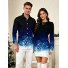 Christmas Couple Outfit Ombre Galaxy Snowflake Print Bodycon Mini Sweater Dress and Long Sleeve Shirt Set - Noir S | US 4
