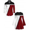 Ethnic Couple Outfit Colorblock Geometric Print Bell Sleeve A Line Mini Sweater Dress and Long Sleeve Shirt Set - multicolor A S | US 4