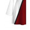 Ethnic Couple Outfit Colorblock Geometric Print Bell Sleeve A Line Mini Sweater Dress and Long Sleeve Shirt Set - multicolor A S | US 4