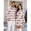 Christmas Couple Outfit String Lights Print Bell Sleeve A Line Mini Sweater Dress and Long Sleeve Shirt Set - Rose S | US 4