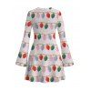 Christmas Couple Outfit String Lights Print Bell Sleeve A Line Mini Sweater Dress and Long Sleeve Shirt Set - Rose S | US 4