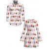 Christmas Couple Outfit String Lights Print Bell Sleeve A Line Mini Sweater Dress and Long Sleeve Shirt Set - Rose S | US 4