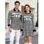 Christmas Couple Outfit Vintage Plaid Elk Christmas Tree Print Bell Sleeve A Line Mini Sweater Dress and Long Sleeve Shirt Set - Noir S | US 4