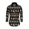 Christmas Couple Outfit Fair Isle Jacquard Christmas Tree Snowflake Print Bell Sleeve A Line Mini Sweater Dress and Long Sleeve Shirt Set - Noir S | US 4