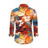 Vacation Couple Outfit Abstract Graffiti Print Turn Down Collar Ruched Bodycon Shirt Dress and Long Sleeve Shirt Set - multicolor S | US 4