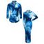 Vacation Couple Outfit Ombre Palm Leaf Print Turn Down Collar Ruched Bodycon Shirt Dress and Long Sleeve Shirt Set - Bleu S | US 4