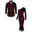 Vacation Couple Outfit Rose Floral Leaf Print Skew Neck Mesh Panel Bodycon Dress Long Sleeve Shirt Set - Noir S | US 4