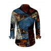 Vacation Couple Outfit Vintage Collage Poster Graphic Print Skew Neck Mesh Panel Bodycon Dress and Long Sleeve Shirt Set - multicolor S | US 4