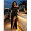 Vintage Party Satin Dress Solid Color Off the Shoulder Ruched High Slit Bodycon Dress - Rouge Vineux M | US 6