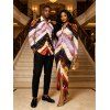 Vintage Couple Outfit Multicolor Oil Painting Ombre Arrow Print Ruched Turn Down Collar Bodycon Shirt Dress and Long Sleeve Shirt Set - multicolor A S | US 4