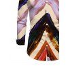 Vintage Couple Outfit Multicolor Oil Painting Ombre Arrow Print Ruched Turn Down Collar Bodycon Shirt Dress and Long Sleeve Shirt Set - multicolor A S | US 4