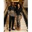 Vintage Couple Outfit Leopard Print Panel Turn Down Collar Ruched Bodycon Shirt Dress and Long Sleeve Shirt Set - Noir S | US 4