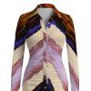 Vintage Shirt Dress Multicolor Oil Painting Ombre Arrow Print Ruched Turn Down Collar Bodycon Dress - multicolor A S | US 4
