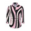 Men's Vintage Shirt Colorblock Geometric Swirl Print Button Up Long Sleeve Shirt - multicolor A 5XL