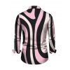 Men's Vintage Shirt Colorblock Geometric Swirl Print Button Up Long Sleeve Shirt - multicolor A 5XL
