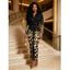 Vintage Shirt Dress Leopard Print Panel Turn Down Collar Ruched Bodycon Dress - Noir XL | US 12