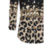 Men's Vintage Shirt Leopard Print Panel Button Up Long Sleeve Shirt - Noir 5XL