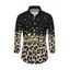Men's Vintage Shirt Leopard Print Panel Button Up Long Sleeve Shirt - Noir 5XL