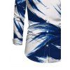 Men's Vintage Shirt Colorblock Abstract Brush Stroke Print Button Up Long Sleeve Shirt - Bleu profond 5XL