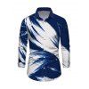 Men's Vintage Shirt Colorblock Abstract Brush Stroke Print Button Up Long Sleeve Shirt - Bleu profond 5XL