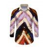 Men's Vintage Shirt Multicolor Oil Painting Ombre Arrow Print Button Up Long Sleeve Shirt - multicolor A 5XL