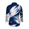 Men's Vintage Shirt Colorblock Abstract Brush Stroke Print Button Up Long Sleeve Shirt - Bleu profond 5XL